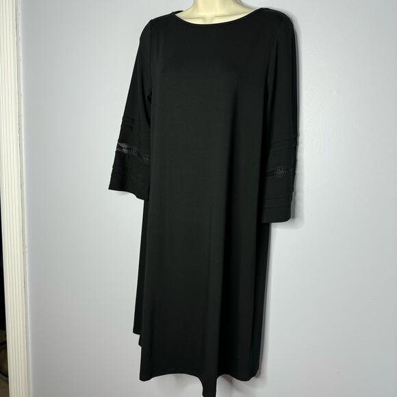 J. Jill Wearever Collection Black 3/4 Flare Sleeve Knit Jersey Dress Casual S - Picture 6 of 8